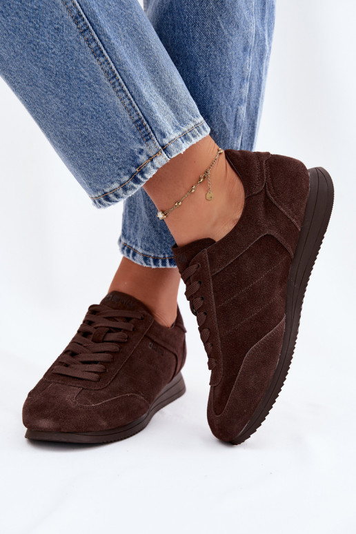 Sneakers modelio bataisuĮjungtaturalnego iš zomšosu Big Star TT274226 CzekoladoĮe