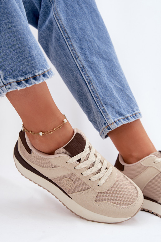 Sneakers modelio batai Moteriškas su platforma Big Star TT274275 smėlio spalvos