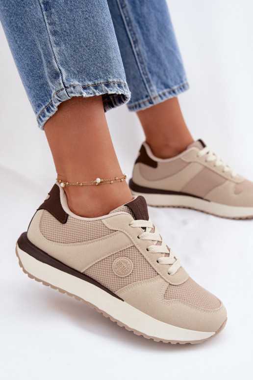 Sneakers modelio batai Moteriškas su platforma Big Star TT274275 smėlio spalvos