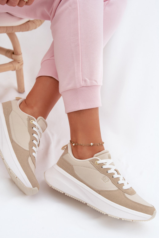 Sneakers modelio batai Moteriškas su platforma GAP PENELOPE GPIN6155300049 smėlio spalvos