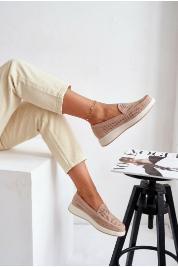 Moteriški mokasinai su aužūro elementais Sergio Leone MK097H smėlio spalvos 2