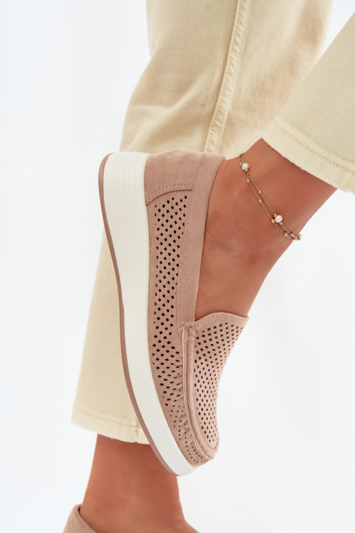 Moteriški mokasinai su aužūro elementais Sergio Leone MK097H smėlio spalvos