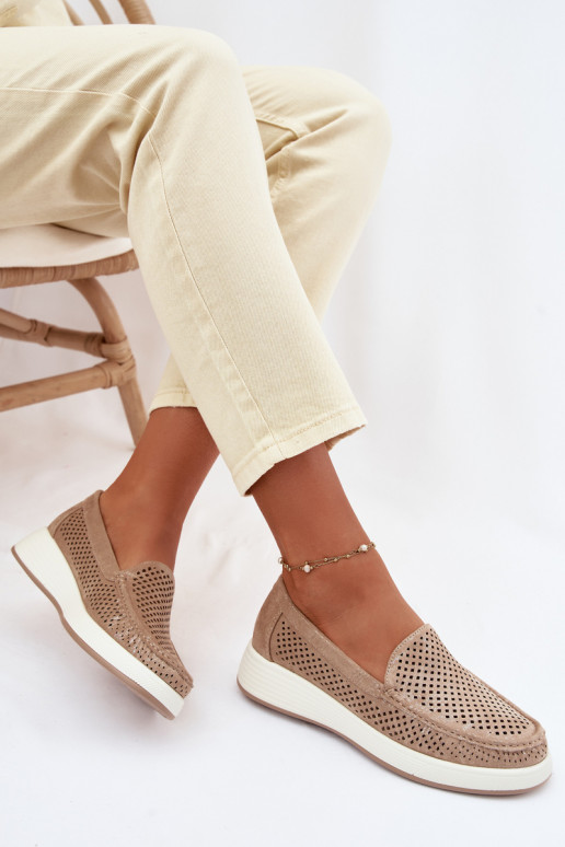 Moteriški mokasinai su aužūro elementais Sergio Leone MK097H aukso spalvos