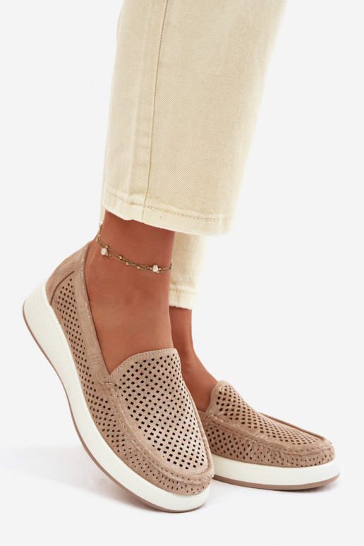 Moteriški mokasinai su aužūro elementais Sergio Leone MK097H aukso spalvos