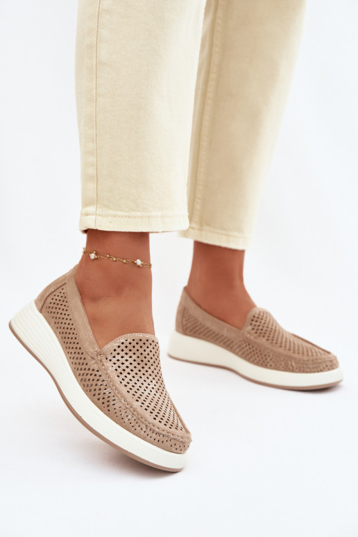 Moteriški mokasinai su aužūro elementais Sergio Leone MK097H aukso spalvos