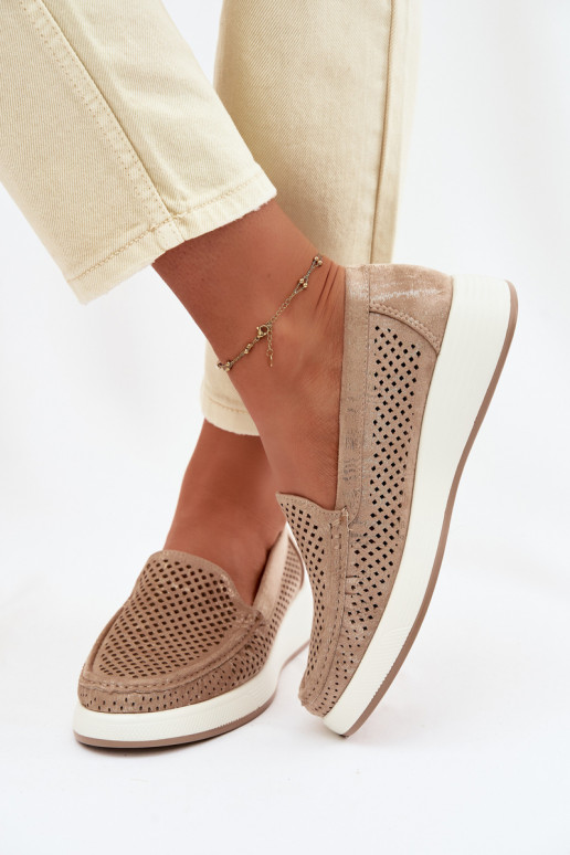 Moteriški mokasinai su aužūro elementais Sergio Leone MK097H aukso spalvos