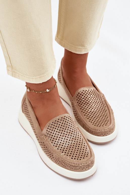 Moteriški mokasinai su aužūro elementais Sergio Leone MK097H aukso spalvos