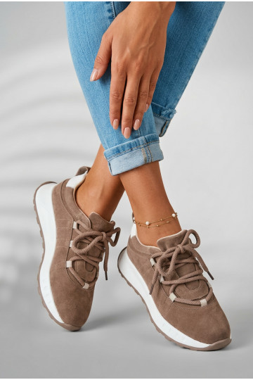 Moteriški zomšiniai sneakers batai Bemela rudos spalvos