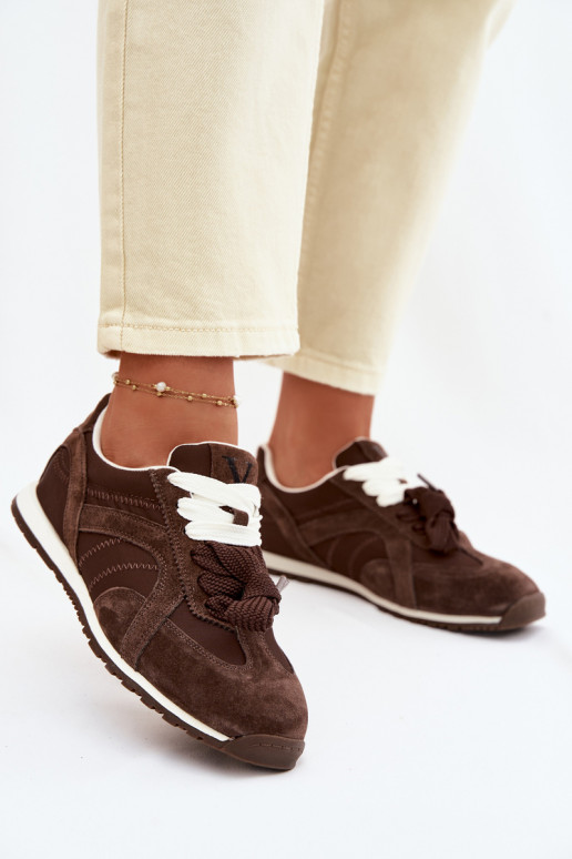 iš zomšos Sneakers modelio batai Moteriškas Vinceza 86427 CzekoladoĮe