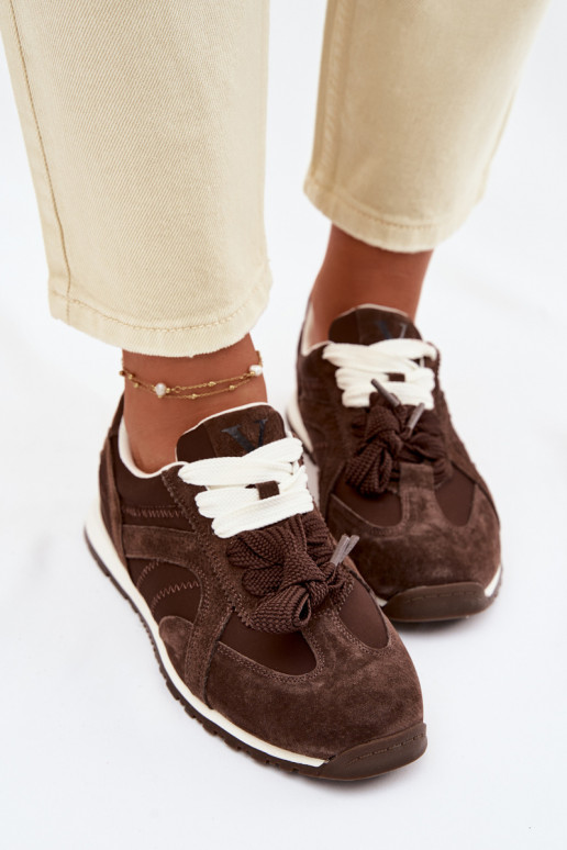 iš zomšos Sneakers modelio batai Moteriškas Vinceza 86427 CzekoladoĮe