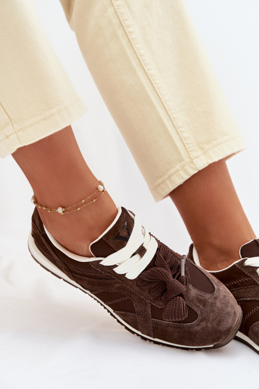 iš zomšos Sneakers modelio batai Moteriškas Vinceza 86427 CzekoladoĮe