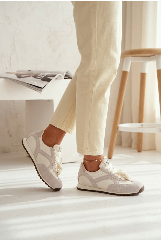 iš zomšos Sneakers modelio batai Moteriškas Vinceza 86427 pilkos spalvos