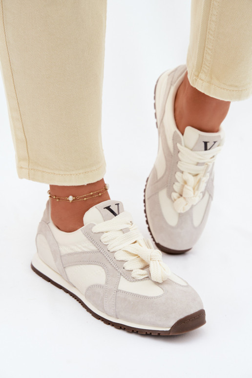 iš zomšos Sneakers modelio batai Moteriškas Vinceza 86427 pilkos spalvos