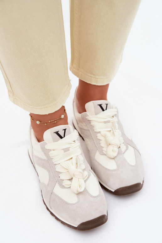 iš zomšos Sneakers modelio batai Moteriškas Vinceza 86427 pilkos spalvos