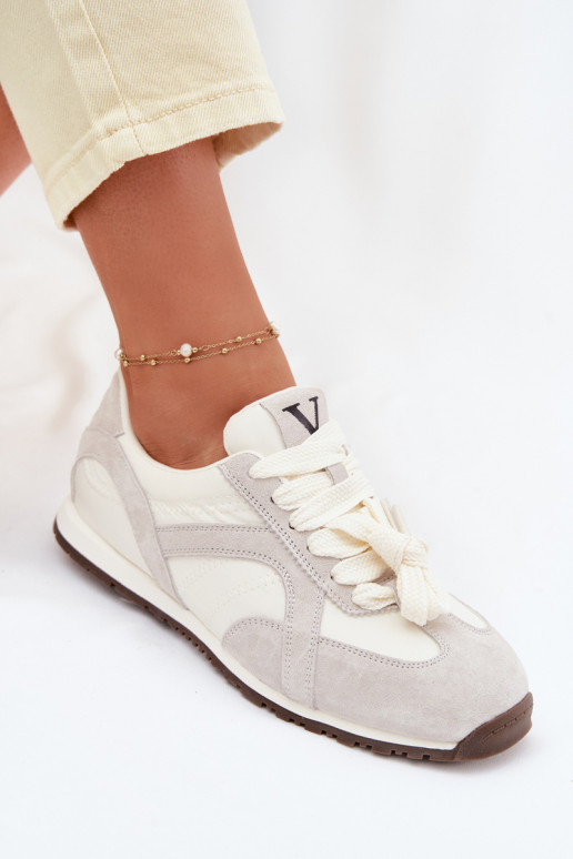 iš zomšos Sneakers modelio batai Moteriškas Vinceza 86427 pilkos spalvos