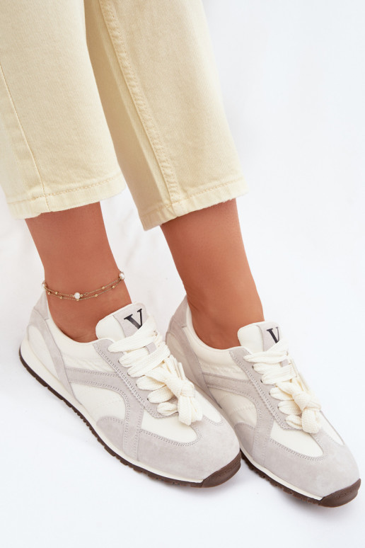 iš zomšos Sneakers modelio batai Moteriškas Vinceza 86427 pilkos spalvos