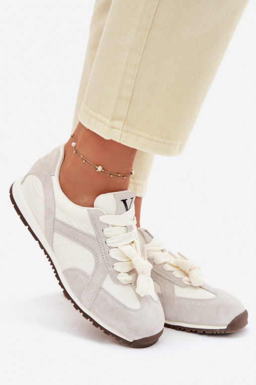 iš zomšos Sneakers modelio batai Moteriškas Vinceza 86427 pilkos spalvos