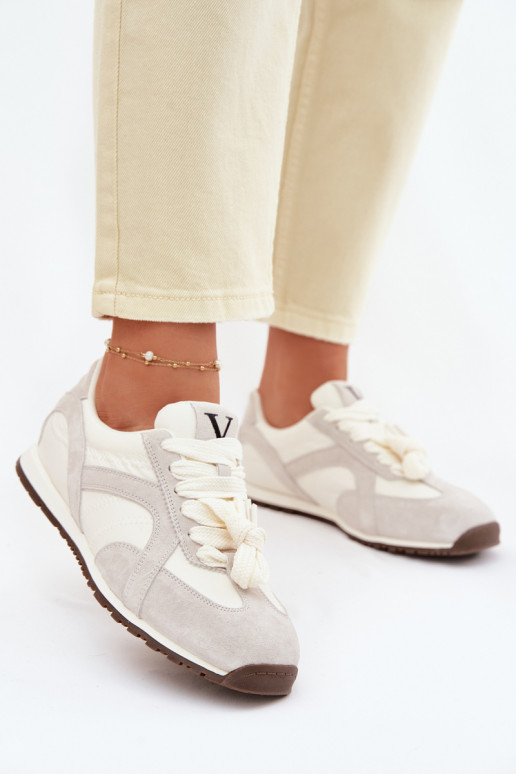 iš zomšos Sneakers modelio batai Moteriškas Vinceza 86427 pilkos spalvos