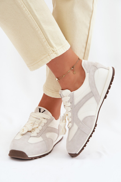 iš zomšos Sneakers modelio batai Moteriškas Vinceza 86427 pilkos spalvos