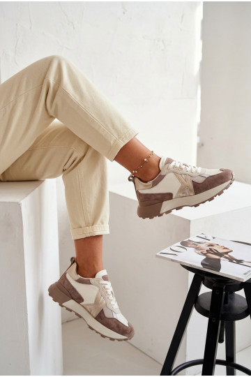 iš zomšos Sneakers modelio batai Moteriškas Kobbo 66954 smėlio spalvos 2