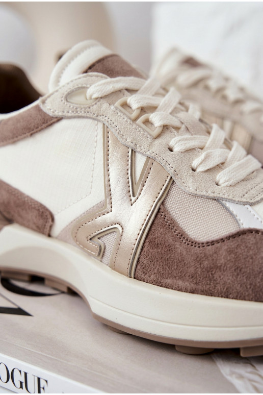 iš zomšos Sneakers modelio batai Moteriškas Kobbo 66954 smėlio spalvos