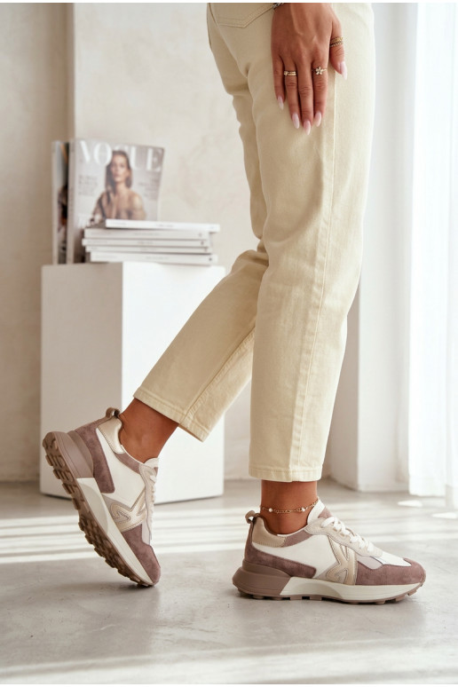 iš zomšos Sneakers modelio batai Moteriškas Kobbo 66954 smėlio spalvos