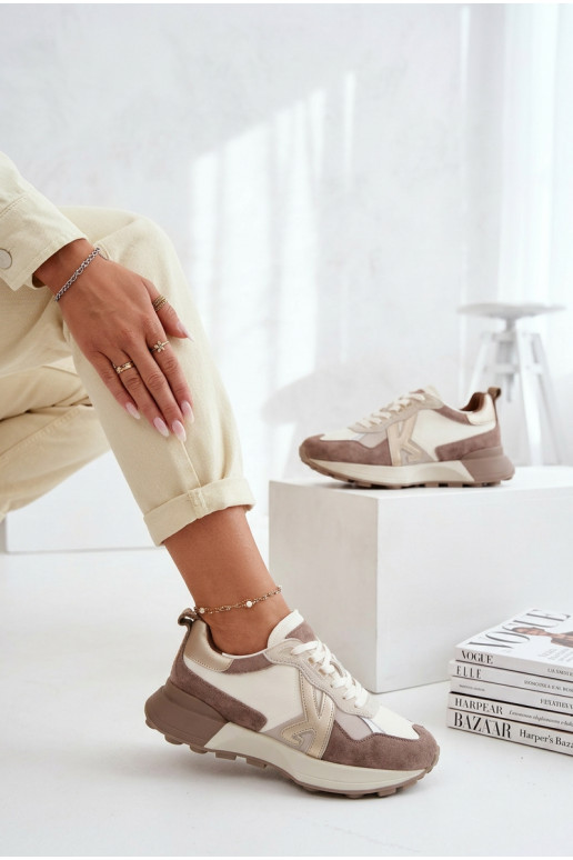 iš zomšos Sneakers modelio batai Moteriškas Kobbo 66954 smėlio spalvos