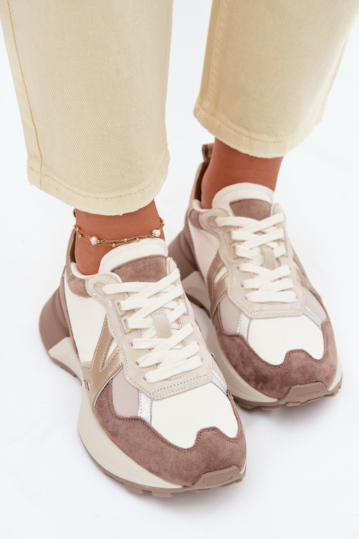 iš zomšos Sneakers modelio batai Moteriškas Kobbo 66954 smėlio spalvos