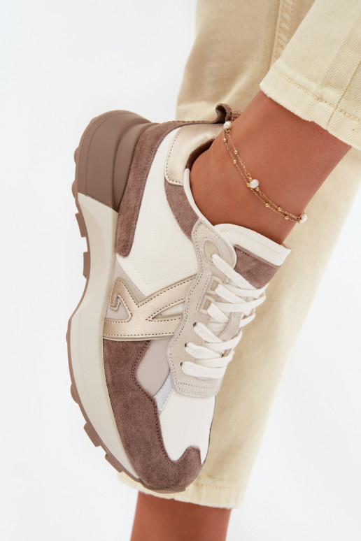 iš zomšos Sneakers modelio batai Moteriškas Kobbo 66954 smėlio spalvos