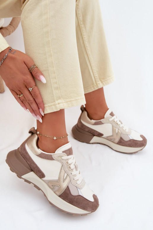 iš zomšos Sneakers modelio batai Moteriškas Kobbo 66954 smėlio spalvos