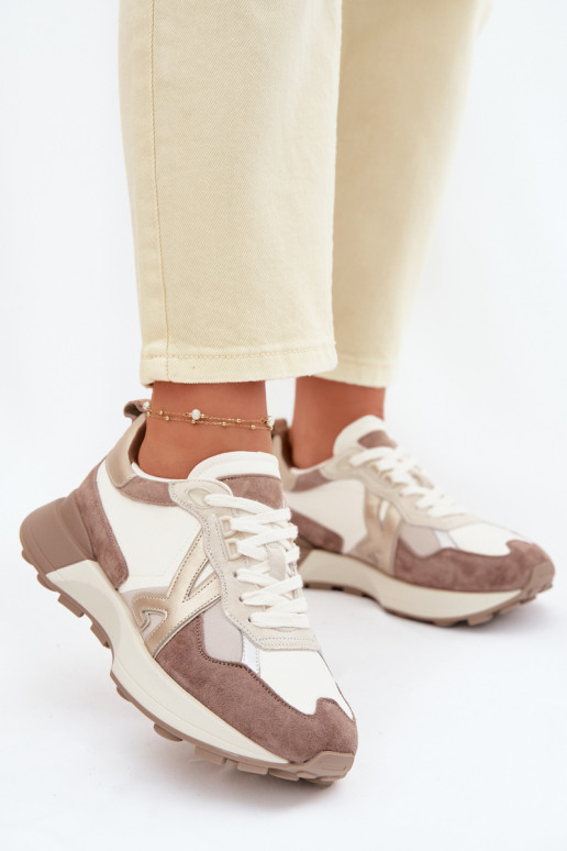 iš zomšos Sneakers modelio batai Moteriškas Kobbo 66954 smėlio spalvos