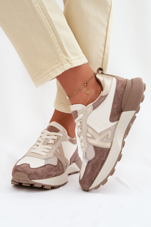 iš zomšos Sneakers modelio batai Moteriškas Kobbo 66954 smėlio spalvos