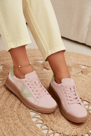 Moteriški sportinio stiliaus batai iš natūralios zomšos su platforma Vinceza 79597 rožinės spalvos 2