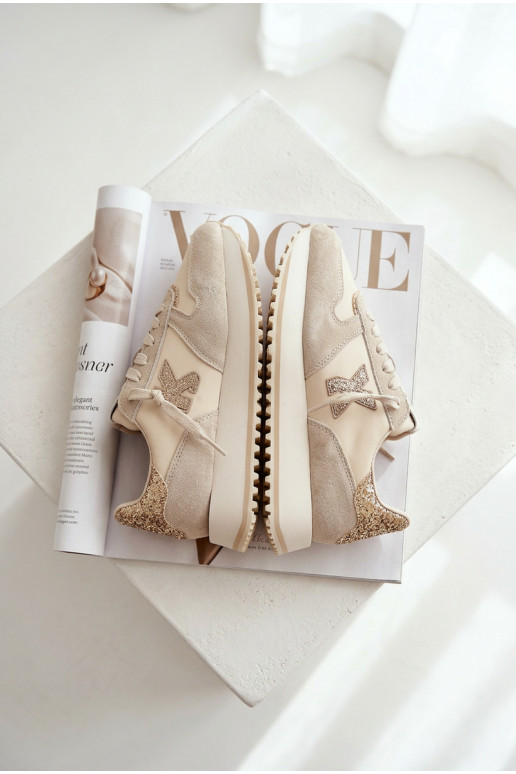 Oda iš zomšos Sneakers modelio batai Moteriškas su platforma Kobbo 100103 smėlio spalvos