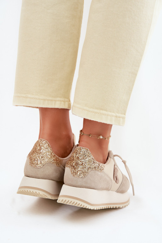 Oda iš zomšos Sneakers modelio batai Moteriškas su platforma Kobbo 100103 smėlio spalvos