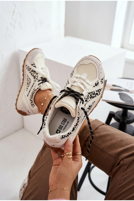 Oda iš zomšos Sneakers modelio batai Moteriškas Big Star TT274548 baltos spalvos