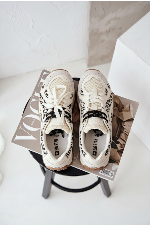 Oda iš zomšos Sneakers modelio batai Moteriškas Big Star TT274548 baltos spalvos