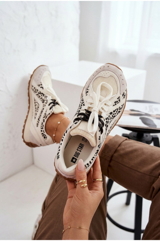 Oda iš zomšos Sneakers modelio batai Moteriškas Big Star TT274548 baltos spalvos