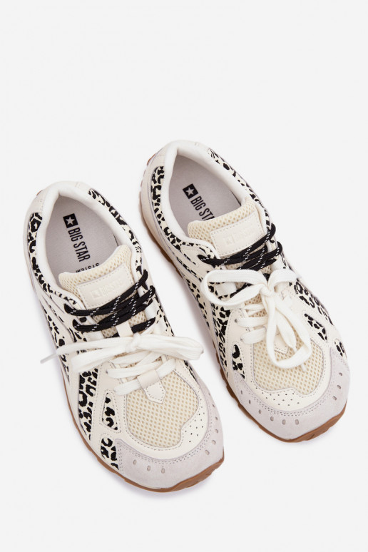 Oda iš zomšos Sneakers modelio batai Moteriškas Big Star TT274548 baltos spalvos