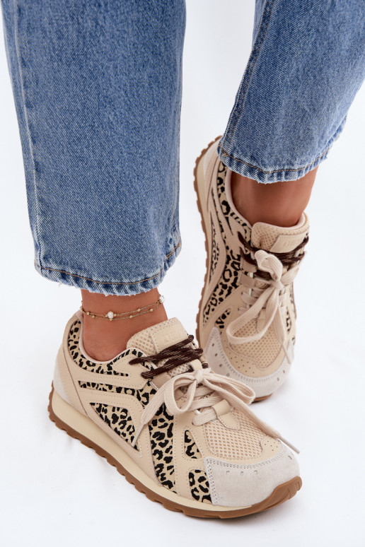 Oda iš zomšos Sneakers modelio batai Moteriškas Big Star TT274549 smėlio spalvos