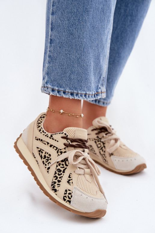 Oda iš zomšos Sneakers modelio batai Moteriškas Big Star TT274549 smėlio spalvos