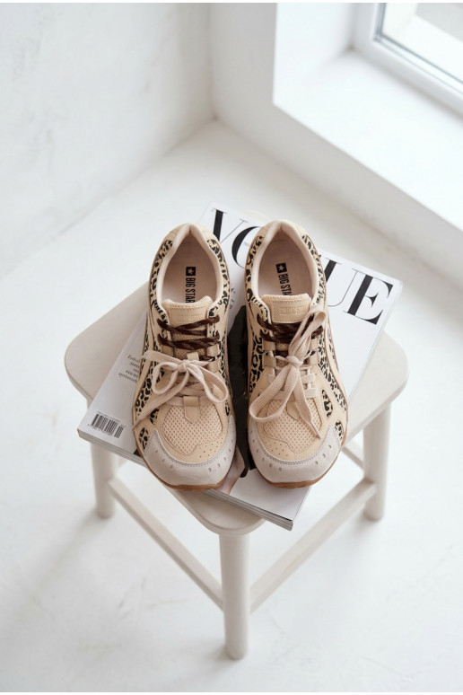Oda iš zomšos Sneakers modelio batai Moteriškas Big Star TT274549 smėlio spalvos