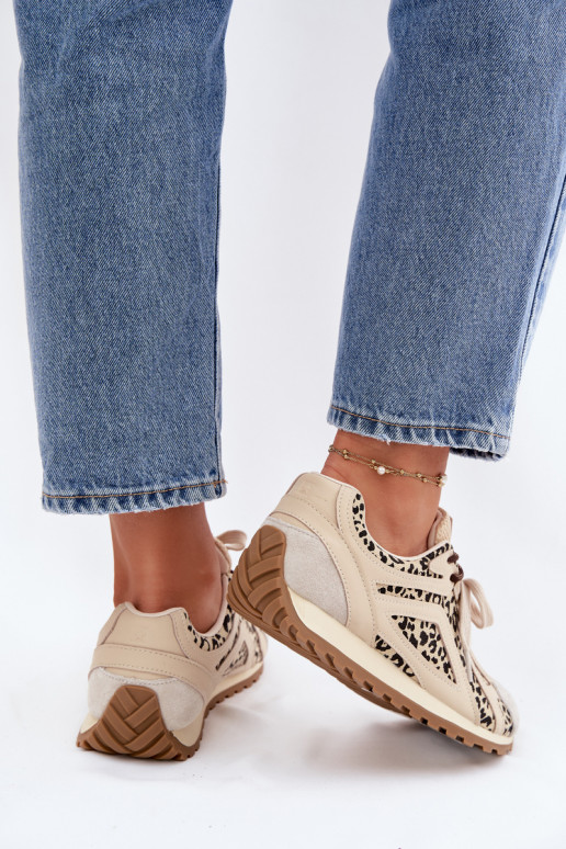 Oda iš zomšos Sneakers modelio batai Moteriškas Big Star TT274549 smėlio spalvos