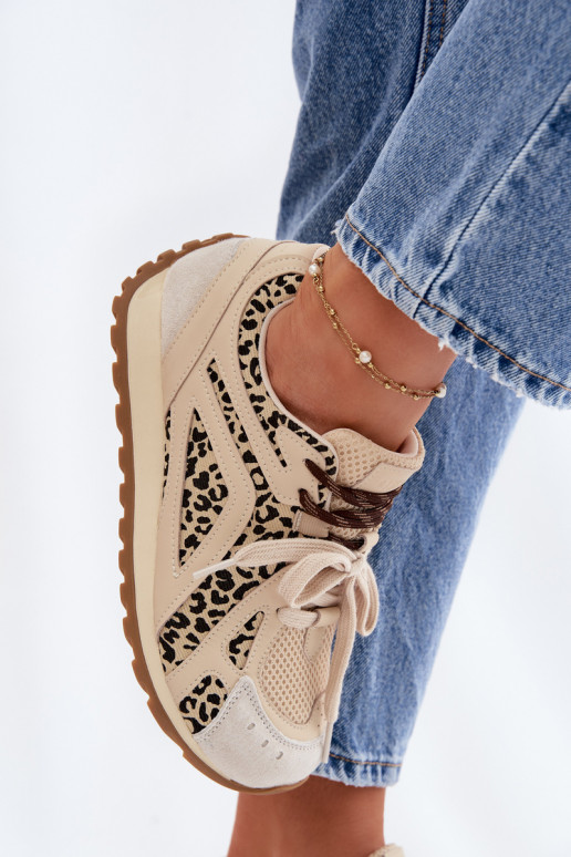 Oda iš zomšos Sneakers modelio batai Moteriškas Big Star TT274549 smėlio spalvos