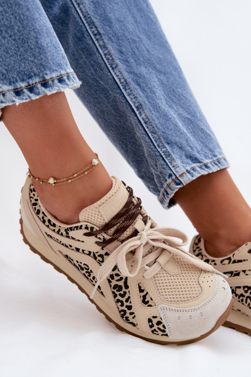 Oda iš zomšos Sneakers modelio batai Moteriškas Big Star TT274549 smėlio spalvos