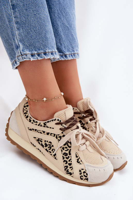 Oda iš zomšos Sneakers modelio batai Moteriškas Big Star TT274549 smėlio spalvos