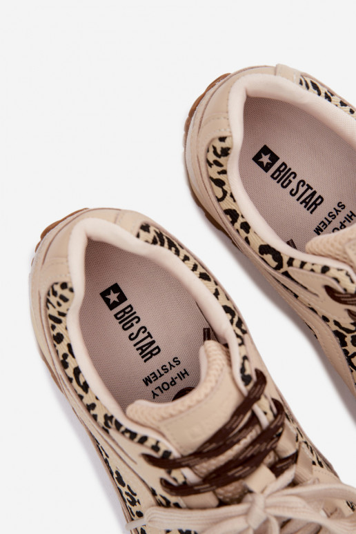 Oda iš zomšos Sneakers modelio batai Moteriškas Big Star TT274549 smėlio spalvos