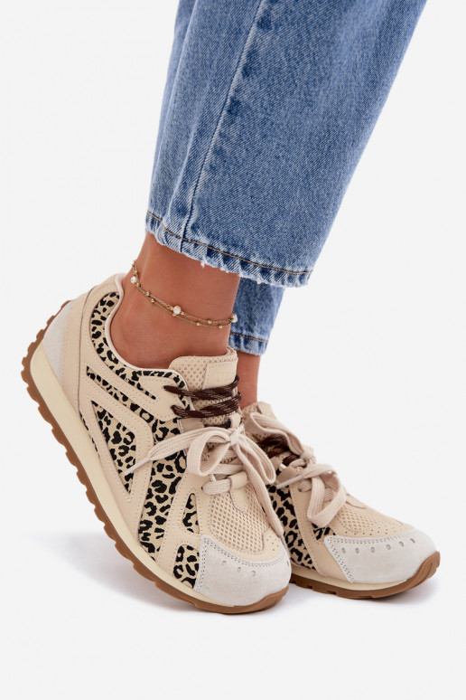 Oda iš zomšos Sneakers modelio batai Moteriškas Big Star TT274549 smėlio spalvos