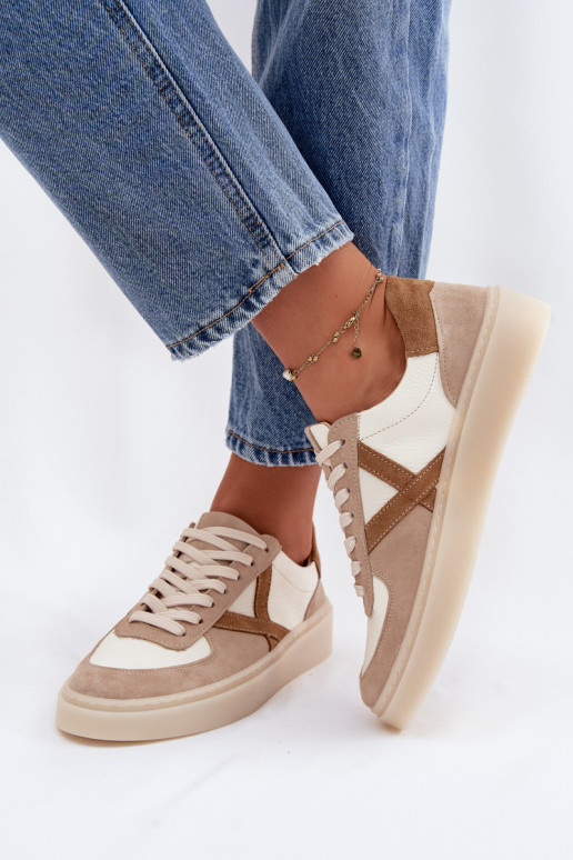 Oda iš zomšos Sneakers modelio batai Moteriškas Zazoo N1108S5 smėlio spalvos