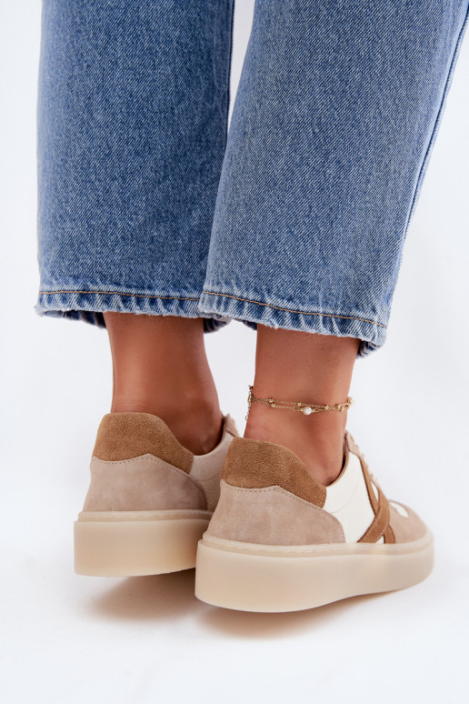Oda iš zomšos Sneakers modelio batai Moteriškas Zazoo N1108S5 smėlio spalvos
